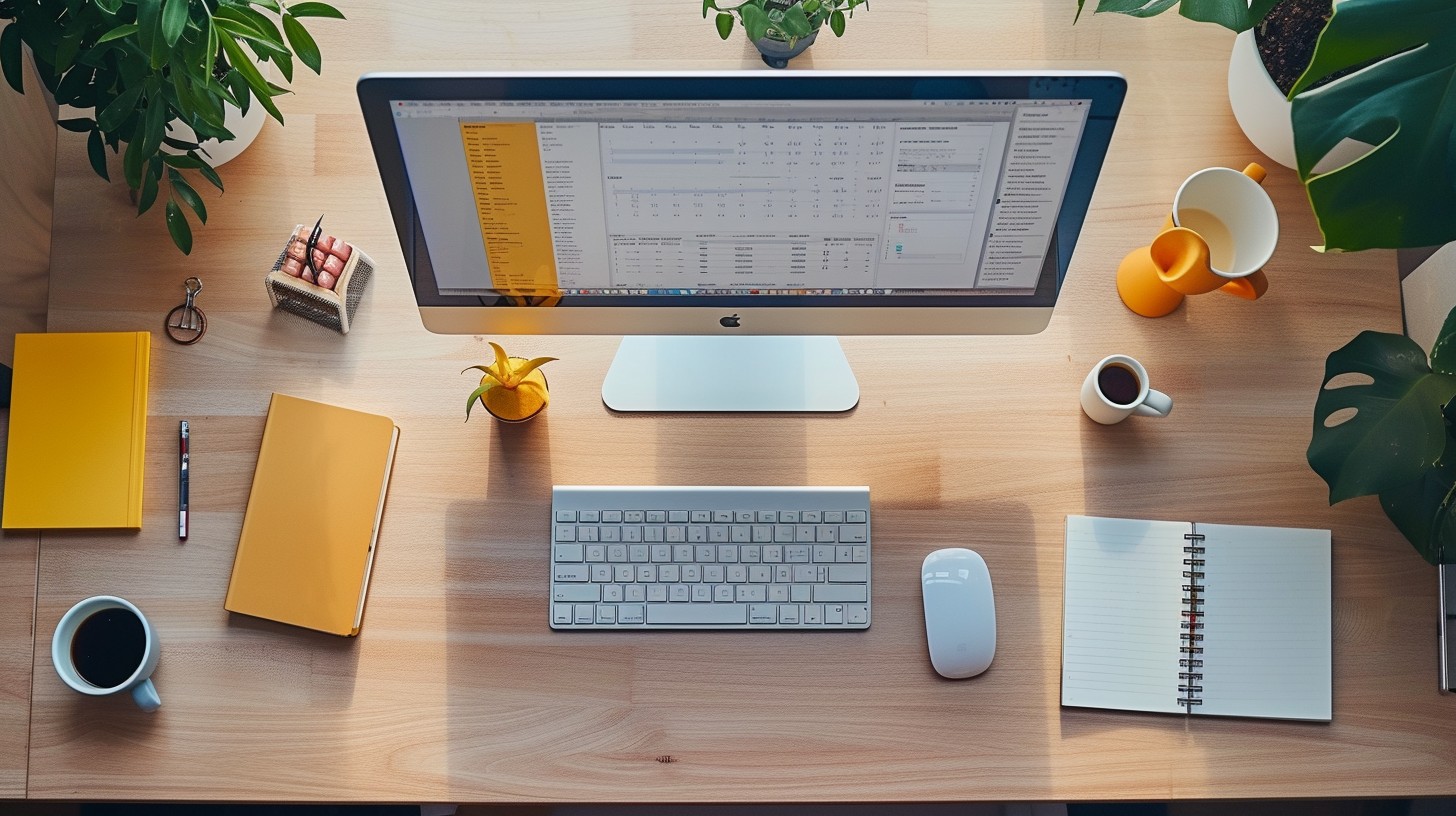 Organized workspace desk